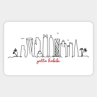 Doha Skyline - in one line - yalla habibi Magnet